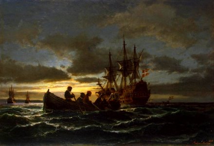 Anton Melbye (painter) - Sea at Night - WGA14749