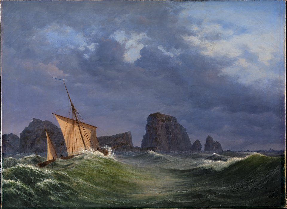 Anton Melbye - En shetlandsk fiskerbåd i stormfuldt vejr nord for Orkneyøerne - KMS405 - Statens Museum for Kunst