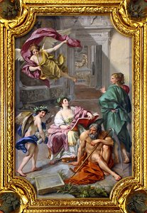 Anton Raphael Mengs, The Triumph of History over Time (Allegory of the Museum Clementinum), ceiling fresco in the Camera dei Papiri, Vatican Library, 1772 - M0ttyFXD