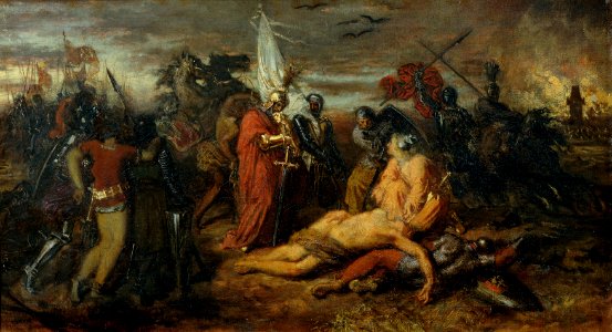 Anton Romako - Rudolf von Habsburg an der Leiche Přemysl Ottokars, König von Böhmen - 4425 - Österreichische Galerie Belvedere