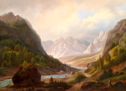 Anton Schiffer Wanderer im Gebirgstal