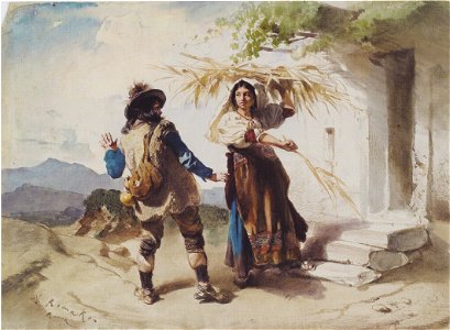 Anton Romanko - Bauernpaar in der Campagna - 1860-65