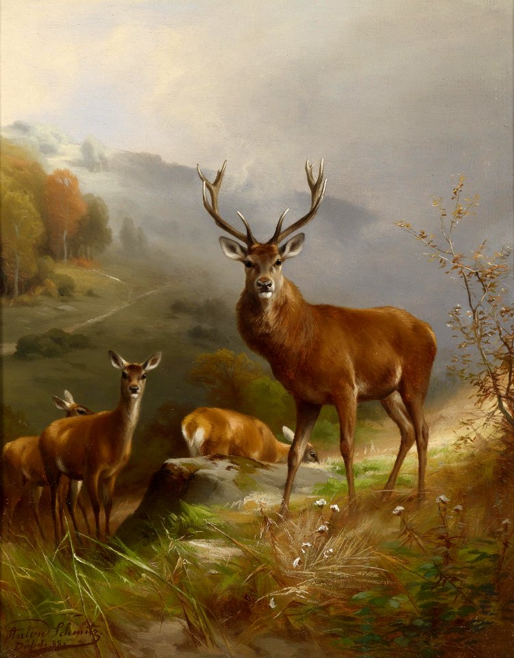 Anton Schmitz Rotwild 1888