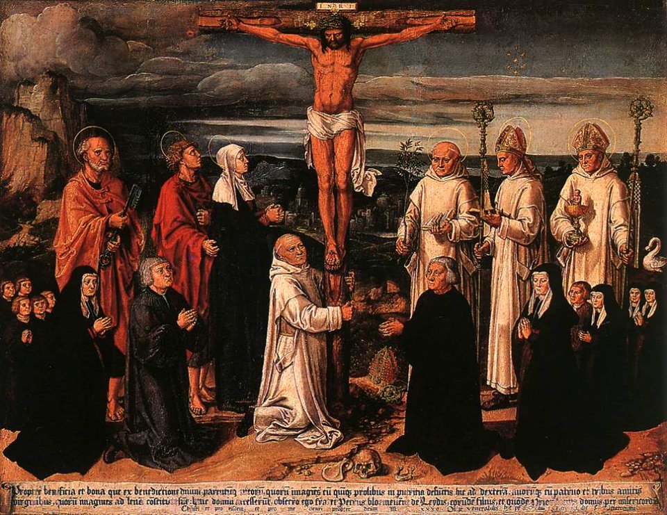 Anton von Worms Woensam - Christ on the Cross with Carthusian Saints - WGA25855