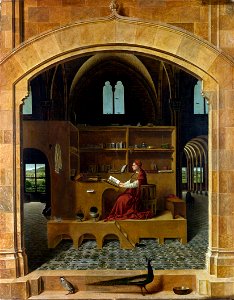 Antonello da Messina - St Jerome in his study - National Gallery London. Free illustration for personal and commercial use.