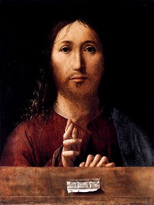 Antonello da Messina - Salvator Mundi - WGA0757. Free illustration for personal and commercial use.