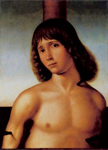 Antonello da Saliba - De heilige Sebastiaan aan de geselpaal - 855 - Städel Museum