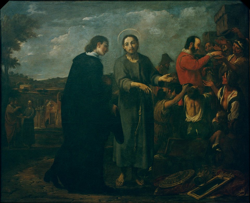 Antoni Viladomat - Bernat de Quintaval Distributes his Riches to the Poor - Google Art Project