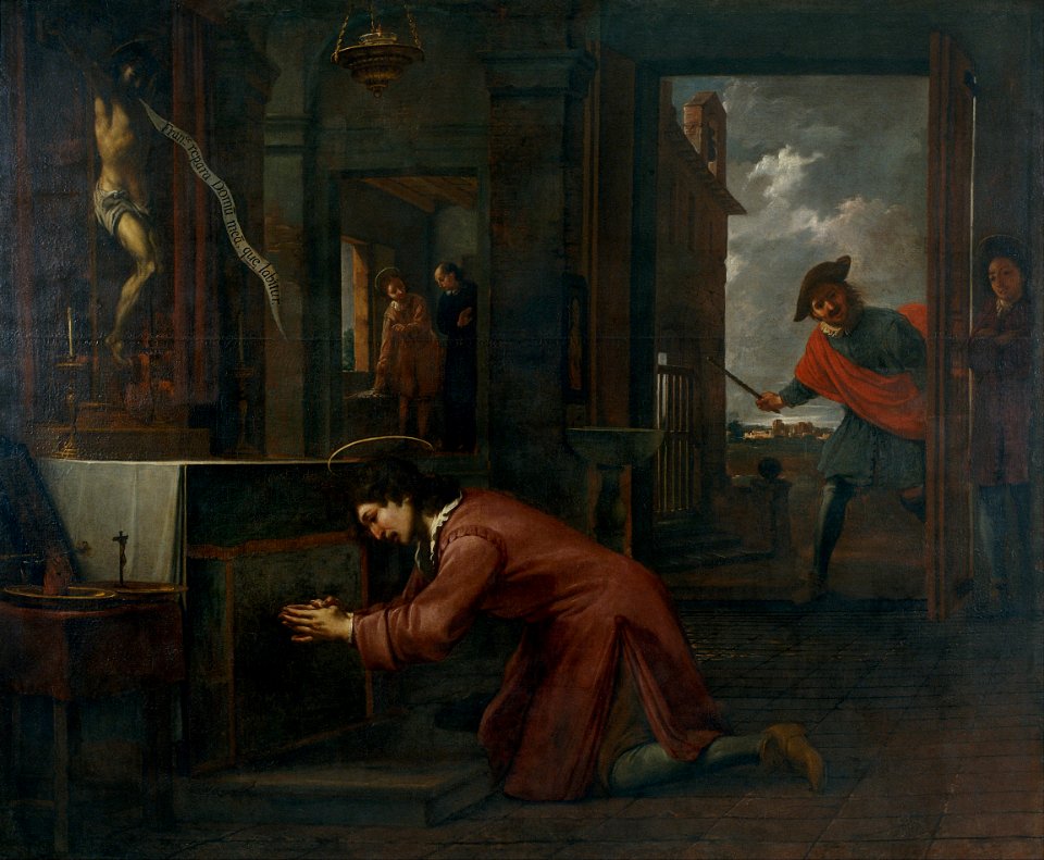 Antoni Viladomat - Saint Francis Receives the Order from the Crucifix at Saint Damian to Repair the House of God - Google Art Project