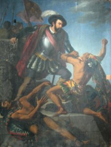 Antoni Gómez i Cros - Hernan Cortés lluita amb dos indis - 876