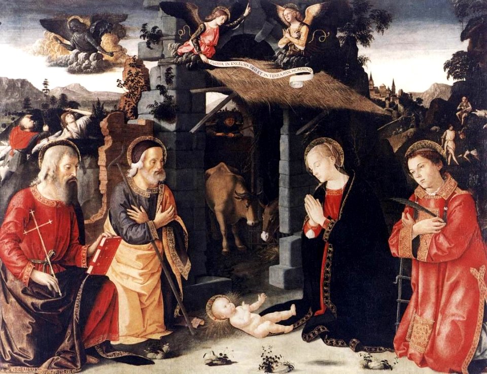 Antoniazzo Romano - Nativity with Sts Lawrence and Andrew - WGA00767