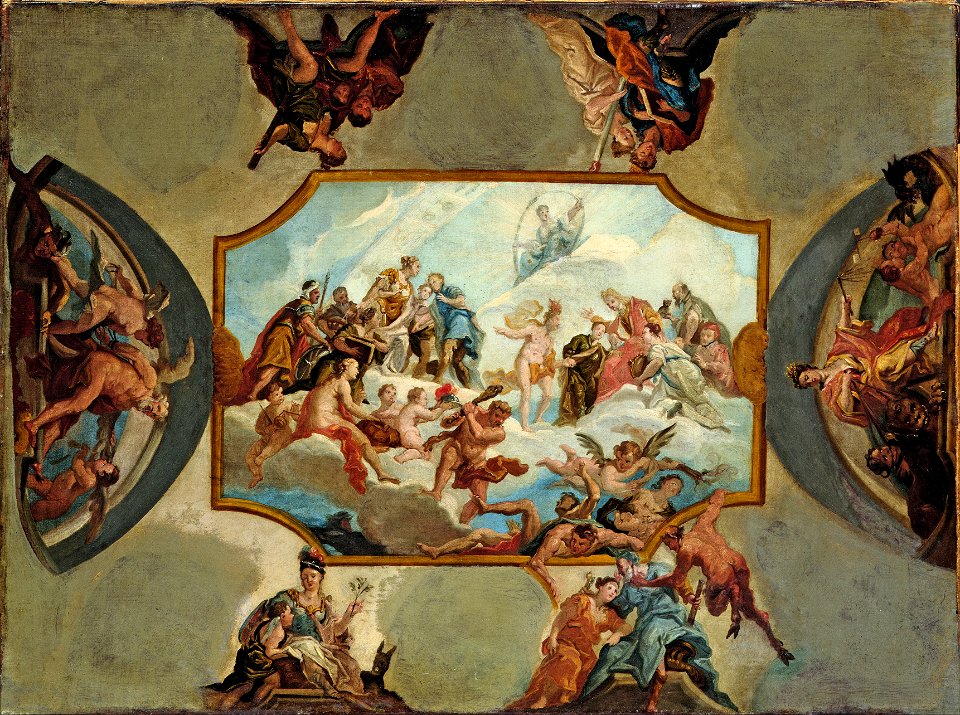 Antonio Bellucci - Reverence to Elector Johann Wilhelm von der Pfalz – Design for a Ceiling Painting for Bensberg Castl... - Google Art Project