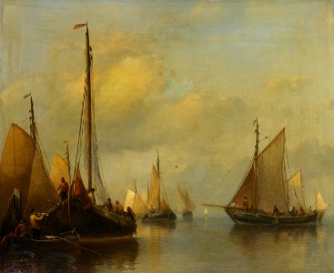 Antonie Waldorp - Vissersboten op kalm water