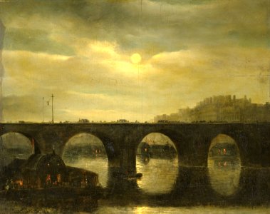 Antonie Waldorp - Gezicht op een Seinebrug te Parijs bij maanlicht