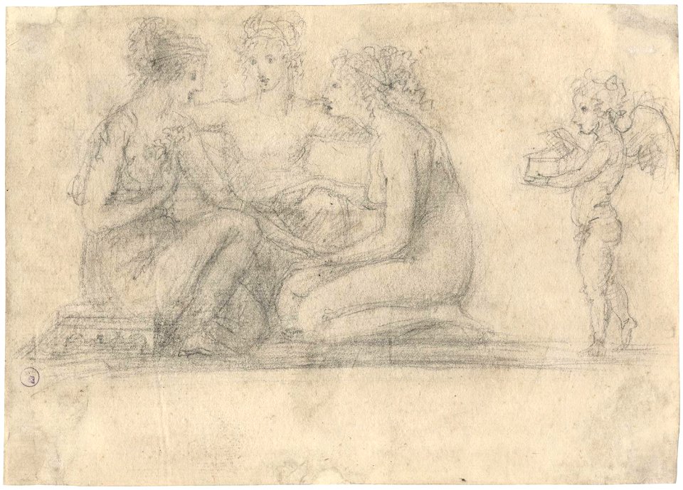 Antonio Canova, Ninfe con Amore, 1795-1800 circa. Matita su carta avorio, 140 x 197 mm. Filigrana parziale non leggibile. Torino, Biblioteca Reale, inv. 15983 (II)