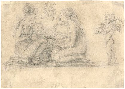 Antonio Canova, Ninfe con Amore, 1795-1800 circa. Matita su carta avorio, 140 x 197 mm. Filigrana parziale non leggibile. Torino, Biblioteca Reale, inv. 15983 (II)