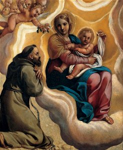 Antonio Carracci - Madonna with the Child and Saint Francis - Google Art Project. Free illustration for personal and commercial use.