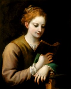 Antonio Allegri Correggio (c. 1489-1534) - Saint Catherine Reading - RCIN 405768 - Royal Collection. Free illustration for personal and commercial use.