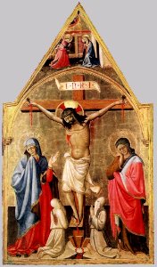 Antonio Da Firenze - Crucifixion with Mary and St John the Evangelist - WGA00770. Free illustration for personal and commercial use.
