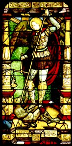 Antonio da Pandino - Stained glass with St. Michael Weighing Souls - Google Art Project
