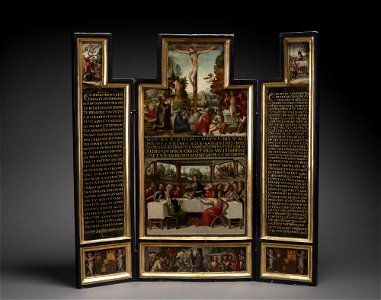 Antonio de Comontes - Triptych, Biblical Scenes with texts from the Ordinary of the Roman Mass - y1953-49 - Princeton University Art Museum