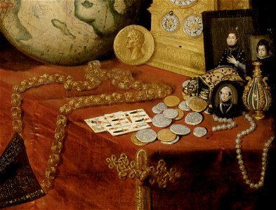 Antonio de Pereda - Allegory of Vanity - monedas, collares y otros elementos alegoricos a la vanidad y lo terrenal