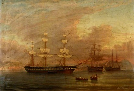 Antonio de Simone (1851-c.1907) - A Frigate with her Sails Loosed for Drying - BHC1232 - Royal Museums Greenwich