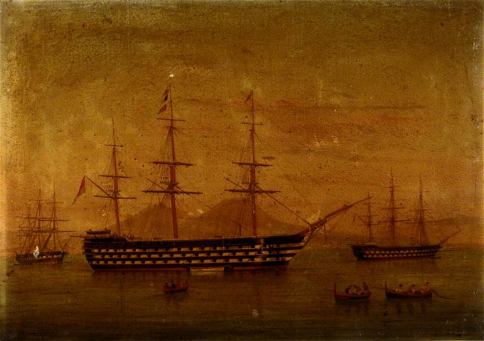 Antonio de Simone (1851-c.1907) - A Three-Decker at Naples, 1866 - BHC1233 - Royal Museums Greenwich