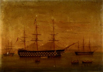 Antonio de Simone (1851-c.1907) - A Three-Decker at Naples, 1866 - BHC1233 - Royal Museums Greenwich