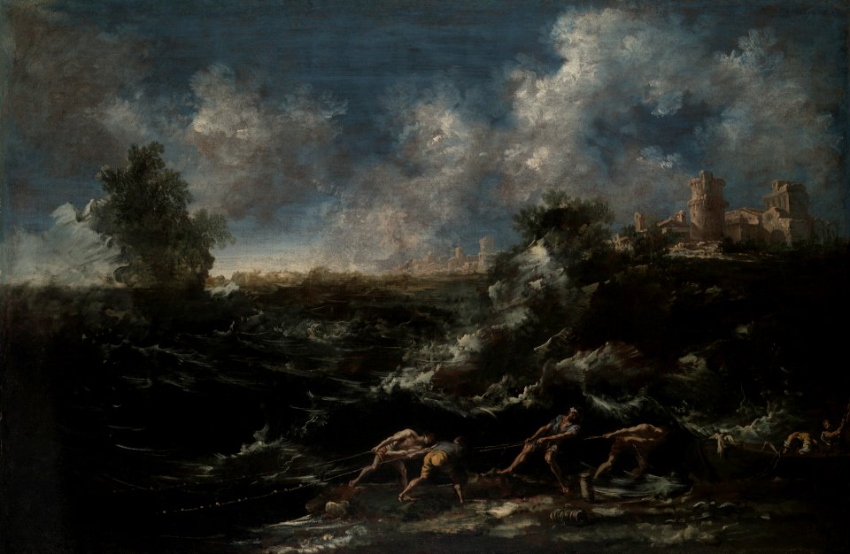Antonio Francesco Peruzzini - Seascape with Fisherman Pulling out Net - 1945.142 - Yale University Art Gallery