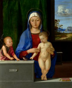 Antonio de Solario - The Virgin and Child with Saint John - Google Art Project. Free illustration for personal and commercial use.
