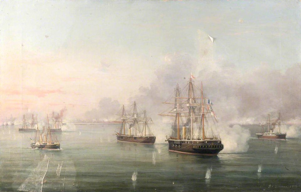 Antonio de Simone (1851-c.1907) - Bombardment of Alexandria, 11 July 1882 - BHC0642 - Royal Museums Greenwich