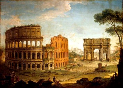 Antonio Joli - Rome - View of the Colosseum and The Arch of Constantine - WGA11961