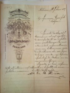 Antonio e Giovan Battista Fornari di Fabriano, lettera commerciale, Fabriano (AN) 1885 - san dl SAN IMG-00001405