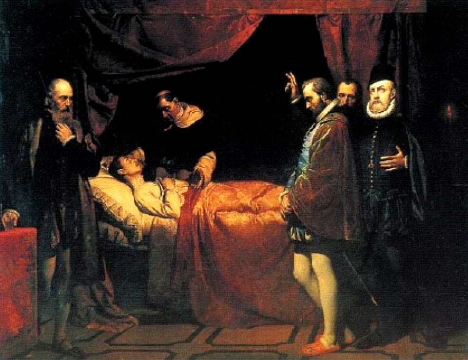 ANTONIO GISBERT - Últimos momentos del príncipe Don Carlos (Patrimonio Nacional, Palacio Real, Madrid, 1858)