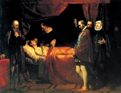ANTONIO GISBERT - Últimos momentos del príncipe Don Carlos (Patrimonio Nacional, Palacio Real, Madrid, 1858)