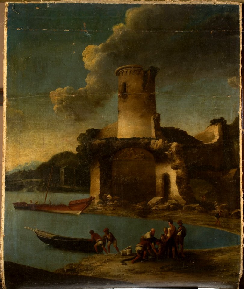 Antonio Travi - Landscape with fishermen and a tower - M.Ob.1792 MNW - National Museum in Warsaw