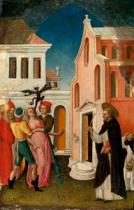 Antonio Vivarini - Saint Peter Martyr Exorcizing a Woman Possessed by a Devil - 1983.384 - Art Institute of Chicago