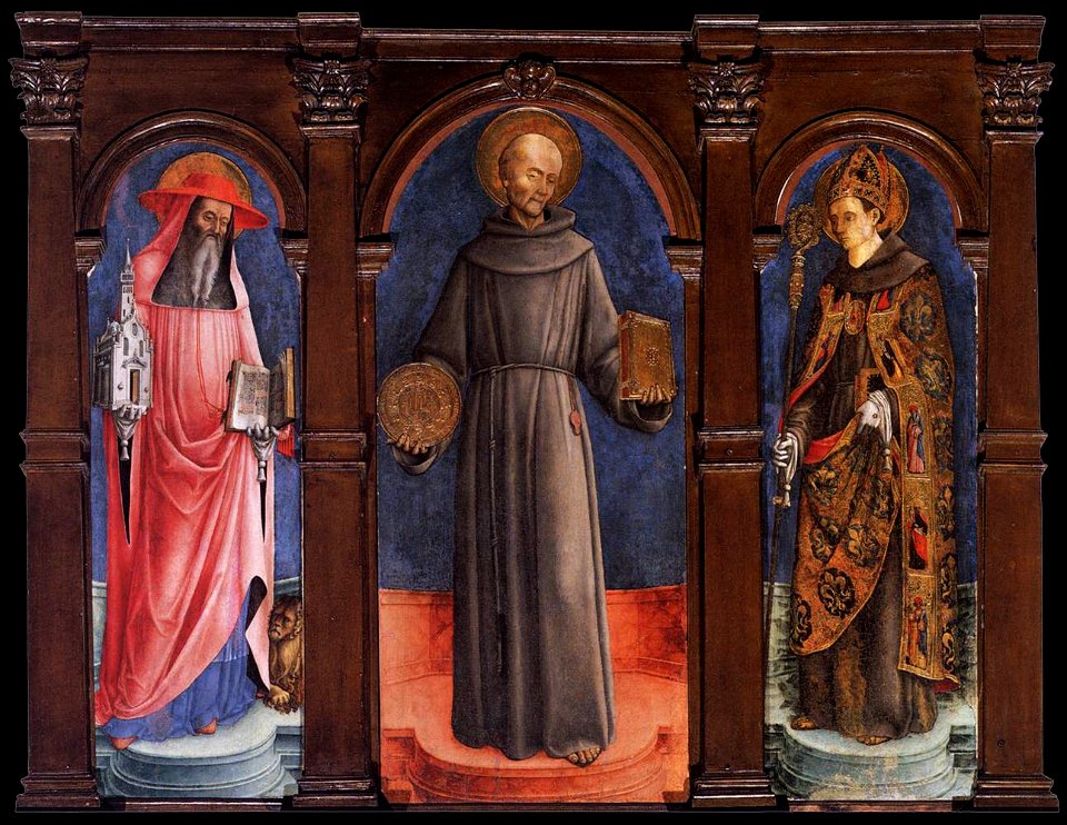 Antonio vivarini, Sts Jerome, Bernardino of Siena, and Louis of Toulouse