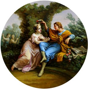 Antonio Zucchi (1726-1796) - Daphnis Bestowing a Garland of Flowers on Chloe - 960064.1 - National Trust