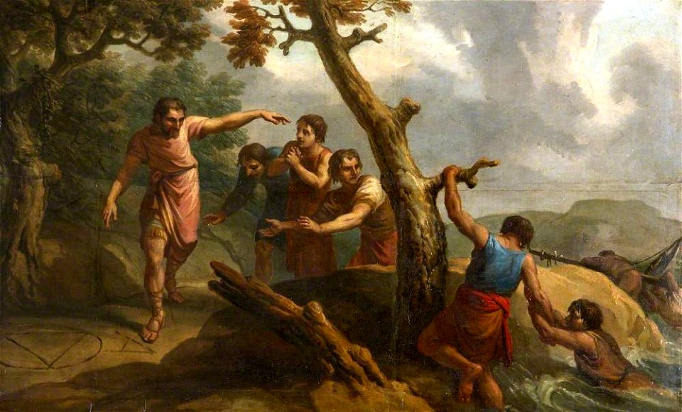 Antonio Zucchi (1726-1796) - Aristippus and His Companions after Being Shipwrecked, Seeing Mathematical Diagrams, Realise the Lan - 872168.1 - National Trust