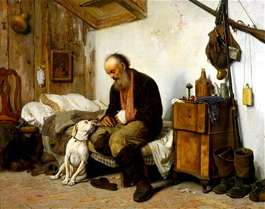 Antonio Rotta A man and his dog, Venice. Free illustration for personal and commercial use.