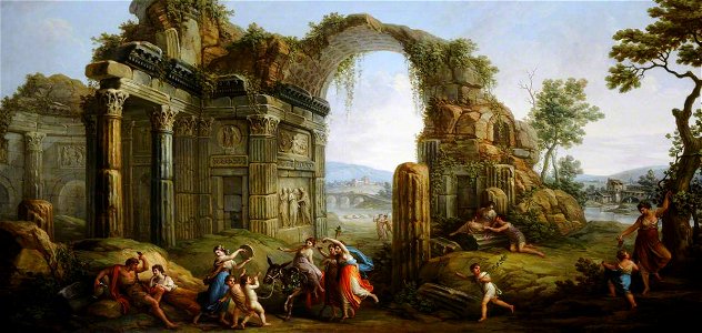 Antonio Zucchi (1726-1796) - Capriccio of Figures Dancing amongst Classical Ruins, with a Ruined Arch - 960065.1 - National Trust