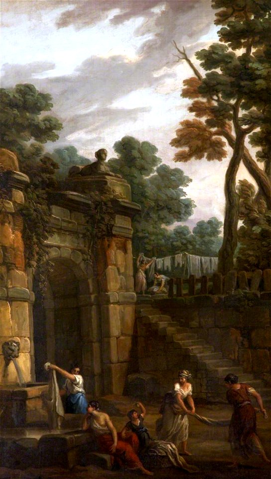Antonio Zucchi (1726-1796) - Fountain with Women Washing Clothes (a set of six decorative wall panels) - 872168.3 - National Trust