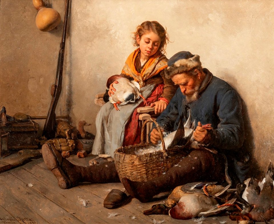 Antonio Rotta, The plucking of ducks, Venice, 1883