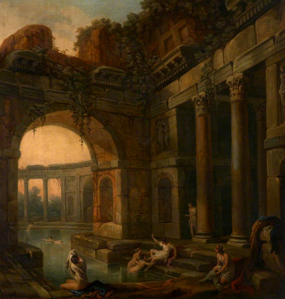 Antonio Zucchi (1726-1796) - Ruins of Classical Baths with Nymphs Bathing (a set of six decorative wall panels) - 872168.6 - National Trust