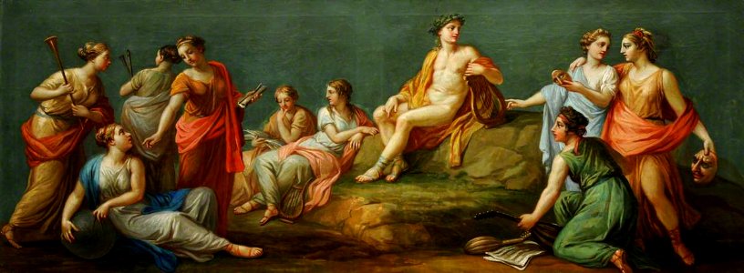 Antonio Zucchi - Apollo and the Muses, 1767. Free illustration for personal and commercial use.
