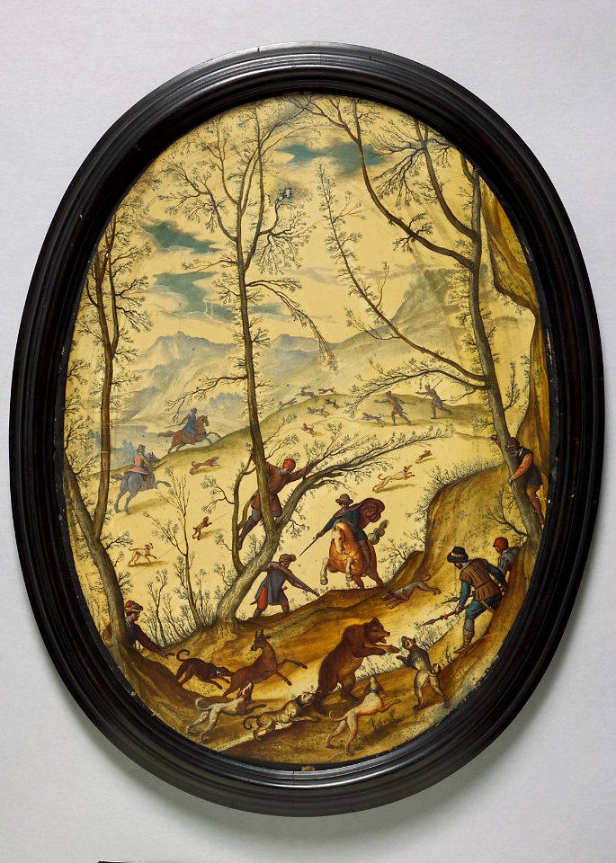 Antonio Tempesta, , Kunsthistorisches Museum Wien, Kunstkammer Wien - Landschaft mit Bär- und Hirschjagd - KK 3058 - Kunsthistorisches Museum