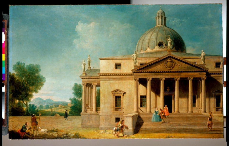 Antonio Visentini (Venice 1688- Venice 1782) - Capriccio with a view of Mereworth Castle, Kent - RCIN 400687 - Royal Collection