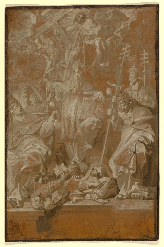 Antoon Sallaert - St Lambert Trampling his Murderers, Surrounded by the Four Church Fathers